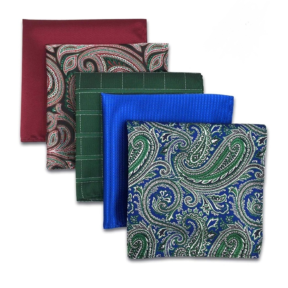 Mens Pocket Square Handkerchief Set of 5